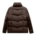 thumbnail image 3 of Miluxas Womens Casual Puffer Jacket Winter Solid Color Long Sleeve Hoodless Full Zipper Cotton Padded Warm Coat Coffee XL(XL), 3 of 4