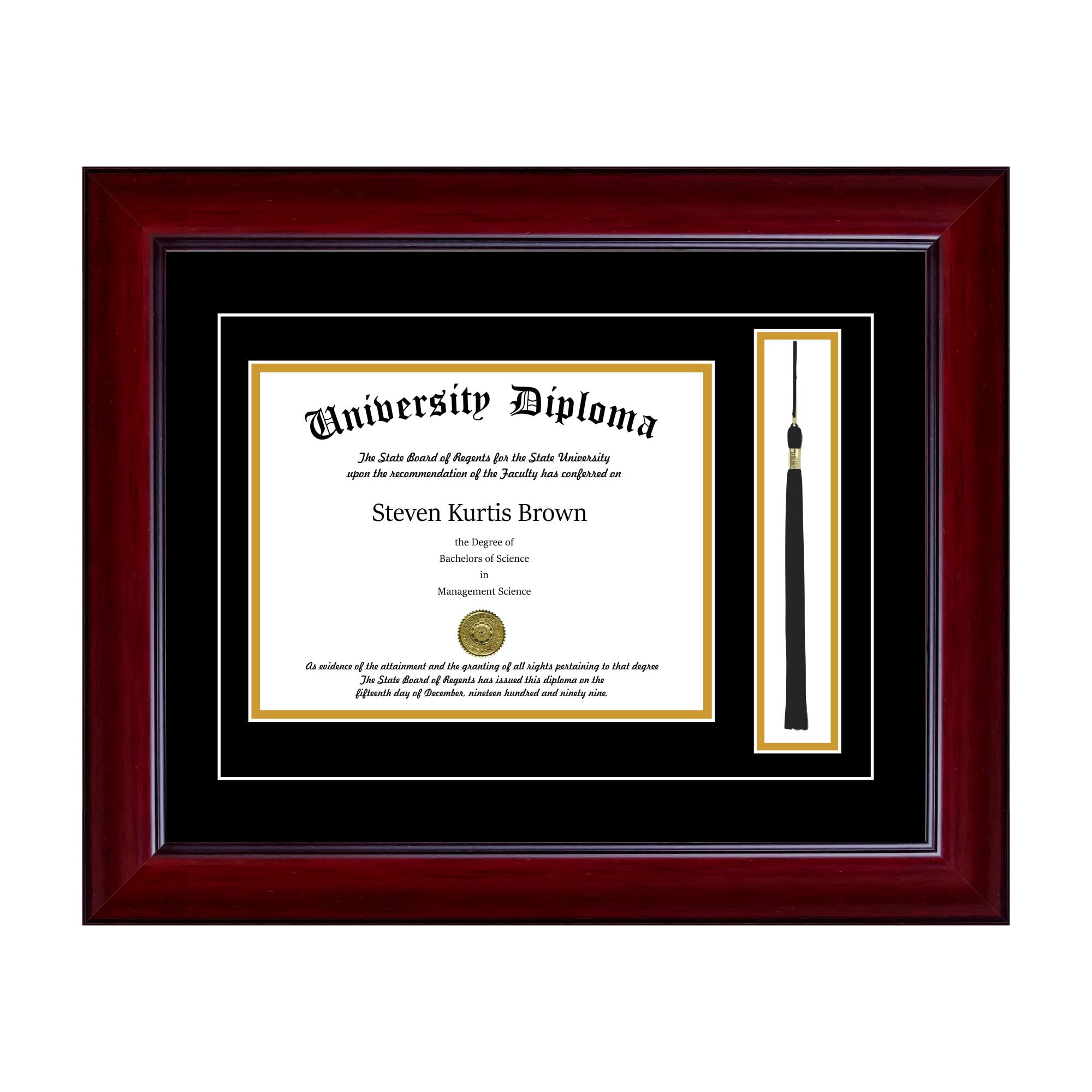 & Black. CUSTOM WOOD Diploma Frames Mahogany,Walnut 1.5" Width Frame w/2 Mats 