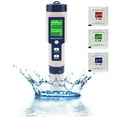 thumbnail image 1 of Medidor de pH electrónico, comprobador de pH 5 en 1 para agua de piscina con luz de fondo, medidor de pH/TDS/EC/salinidad/temperatura con ATC, medidor de pH de alta precisión con resolución, 1 of 5