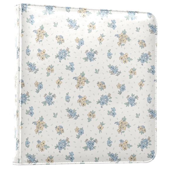 iauyy PU Leather Scrapbook Album | Expandable Binder with 20 Self-Adhesive Pages (11.8x24in)，Yellow Flowers