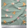 thumbnail image 1 of Soimoi Rayon Fabric Circle,Pig & Sheep Kids Printed Fabric 1 Yard 56 Inch Wide, 1 of 3