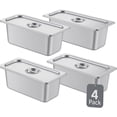 thumbnail image 1 of REJODA-Alpha Living 4 Pack Stainless Steel Steam Table Pans with Lids, 1/3 Size 6” Deep Hotel Pans for Catering, Buffet, Restaurant, or Home Use – Durable Anti-Rust Reusable Food Storage Trays, 1 of 4