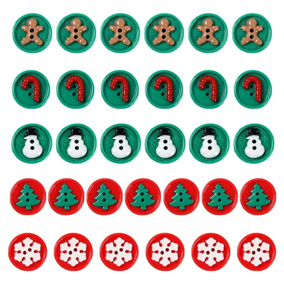 Raindrops Decorative Christmas Plastic Buttons with Various Patterns 50Pcs