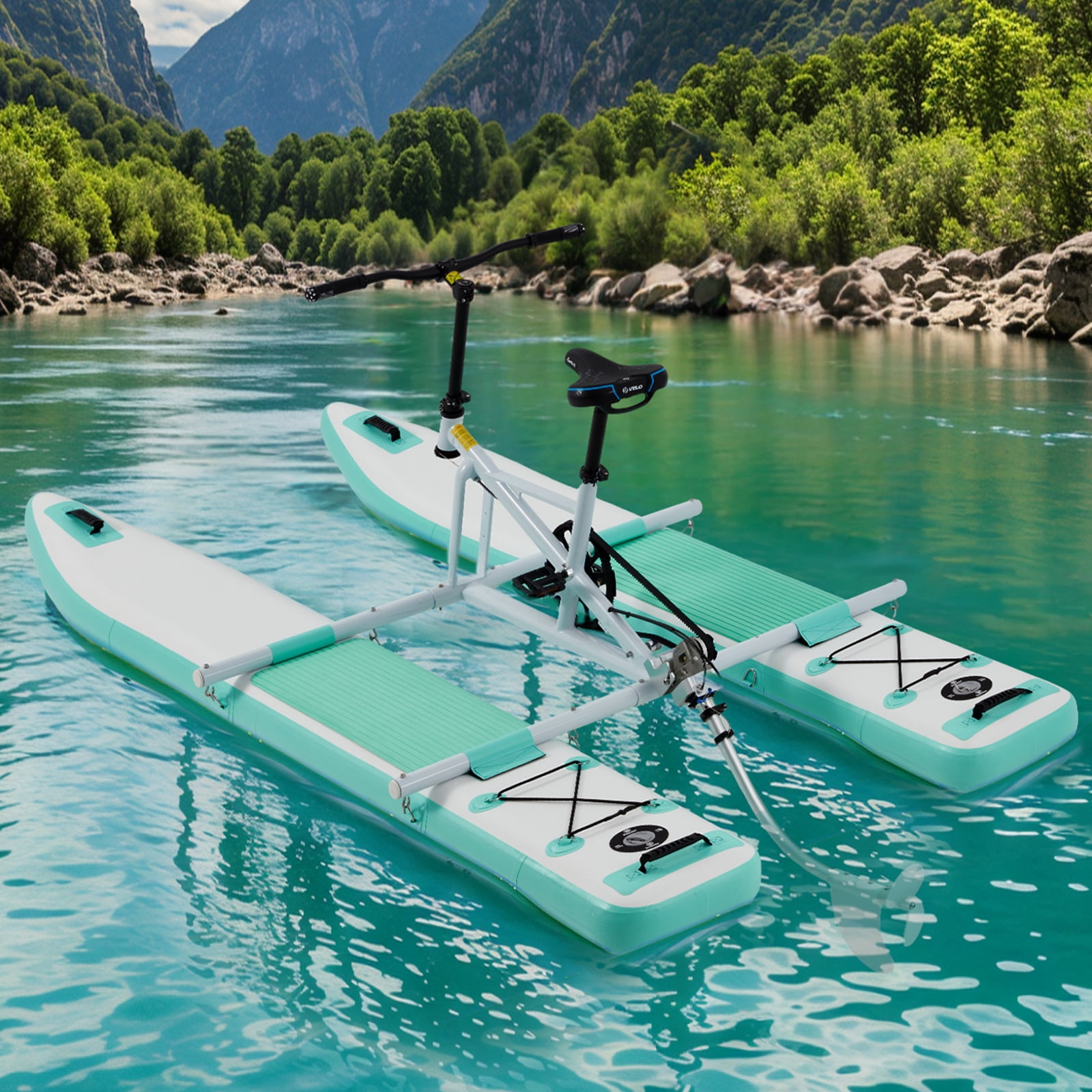 Danrelax Inflatable Water Bike, 2-in-1 Pedal Kayak Bikeboat Hybrid, Includes Bike System, Dual Air Pump, Repair Kit & Carry Bag