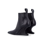 Rick Owens Ankle Sharp Cantilever Leather Boots Black (Womens)