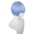 thumbnail image 2 of Peluca sintética corta azul claro para cosplay de 25 cm con flequillo lateral, 2 of 3