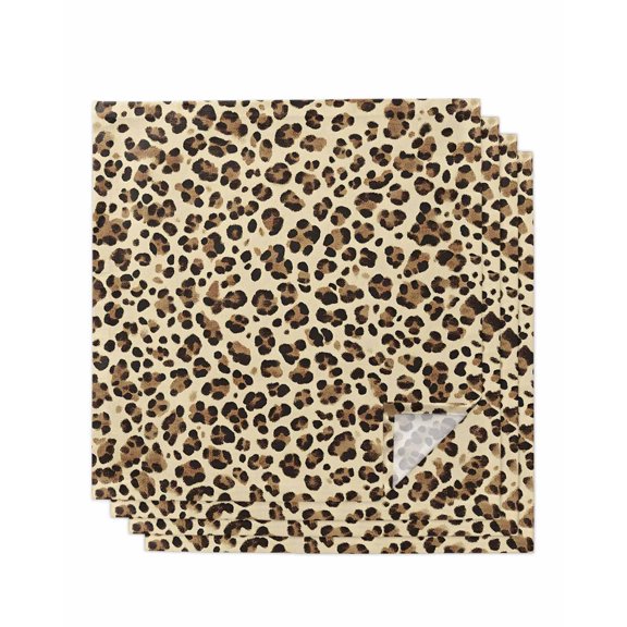 Hokiten Kitchen Dinner Napkins Set of 4 Leopard Cloth Napkins Reusable Washable Table Napkins for Weddings Cocktail Parties Holiday Table Decor 20x20 Inch