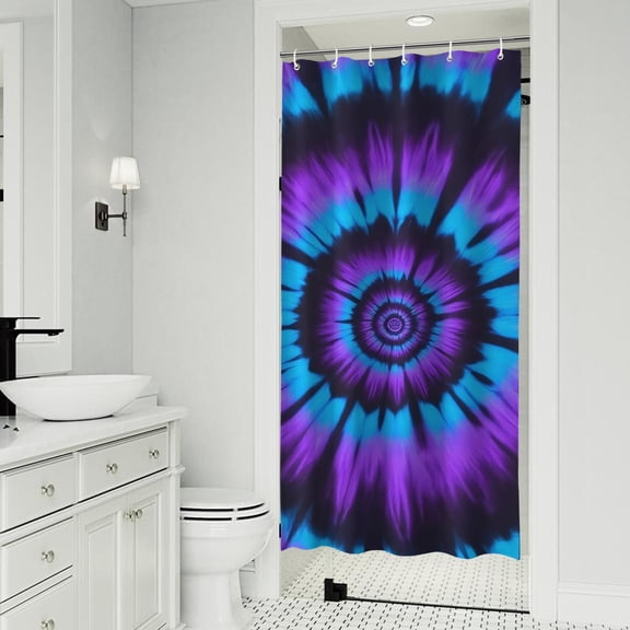 Blue Purple Tie Dye Pattern Shower Curtain 36"x72" ,Bathroom Decorative Shower Curtains Set with 12 Hooks,Modern Waterproof Washable Shower Curtain
