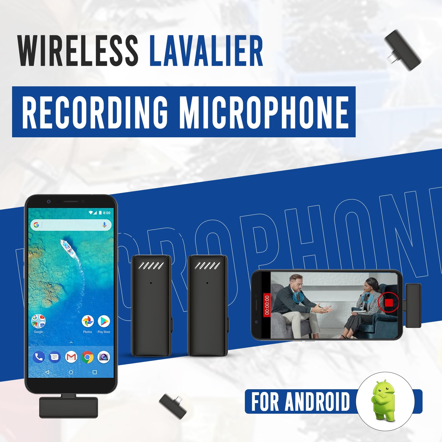 Wireless Lavalier Microphones for Android Phones with Charging Case, Perfect for YouTube TIK Tok Live Streaming Vlog