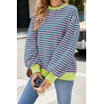 thumbnail image 2 of Sweatshirt For Women Oversized Long Sleeve Striped Pullover Color Block Crewneck Casual Loose Tops Y2K Clothes Workout Shirt, 2 of 7