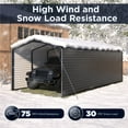 thumbnail image 5 of ALEKO Steel Carport with Corrugated Roof and Sidewall Panels 12 x 26 ft  Black, 5 of 10