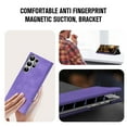 thumbnail image 3 of Allytech Magnetic Case for Samsung Galaxy S22 Ultra, Support Wireless Charging, Card Slot & Kickstand, [Comfortable Touch] Luxury PU Leather Anti-Fingerprint Shockproof Oil-Proof Flip Case - Purple, 3 of 7