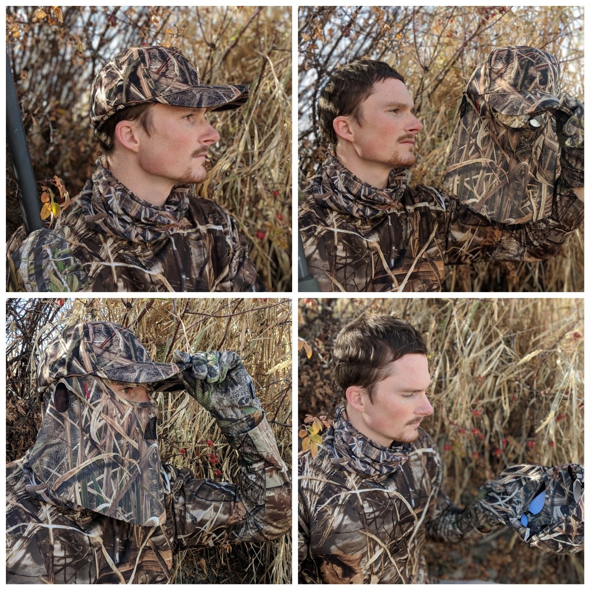 2-in-1 FRONT Face Mask and Camo Hat for Duck Hunting