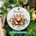 thumbnail image 2 of Customized Name Baby 1st Xmas Ceramic Ornament Gift for Birthday Newborn Dad Mom, Fox Baby's First Christmas Ornament 2025, Personalized Baby First Xmas Ornament, Baby Fox Ceramic Ornaments Keepsake, 2 of 6