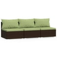 thumbnail image 4 of vidaXL 3 Seat Patio Sofa with Cushions Brown Poly Rattan, 4 of 9