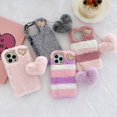thumbnail image 4 of Allytechgroup Cute Case for iPhone 16 Plus, Plush Furry Fuzzy Fur Case for Women Girls, Soft TPU Bumper Protective Case with Fur Heart Pendant for iPhone 16 Plus, Gray, 4 of 4