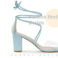 thumbnail image 5 of Unique Bargains Women's Lace-Up Clear Strap Block Heels Sandals, 5 of 6
