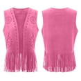 thumbnail image 5 of UAMVSH Womens Vest Tassel Open Front Suede Cardigan Lightweight Casual Sleeveless Cropped Jacket Vintage Western Outfits, 5 of 7