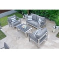 thumbnail image 1 of Belvedere 4-Piece Brushed Aluminum Outdoor Patio Furniture Conversation Sofa Set w/ Loveseat Sofa, Two Armchairs, and Coffee Table, 1 of 8
