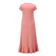 thumbnail image 2 of Nouvelle Robe Longue Asymétrique à Manches Courtes à Volants pour Femmes, Robe Décontractée Unie, Maxi Vestidos de Vacances, 2 of 2