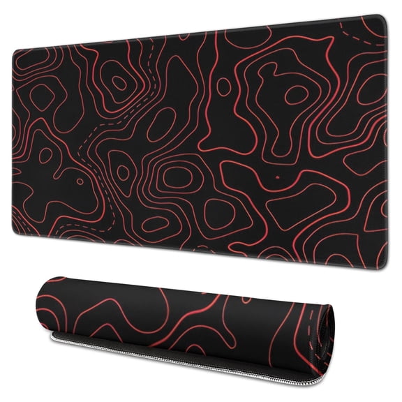 Red Line and Black Bottom desk Mouse Padwaterproof,rubber multispandexno Slip Line Series Gaming Mouse PadDesk Pad for Office Home Game 31.5x15.7inches