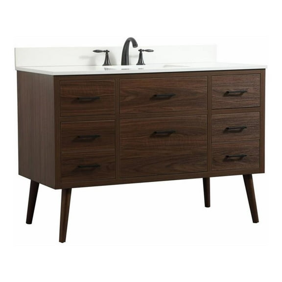 Elegant Decor Boise 48" MDF Single Bathroom Vanity with Backsplash in Walnut