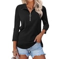 thumbnail image 2 of T Shirts For Women Womens Tops V Neck 3/4 Sleeve Tops Quarter Zip Collared Shirts Shirts Summer Tees, 2 of 6