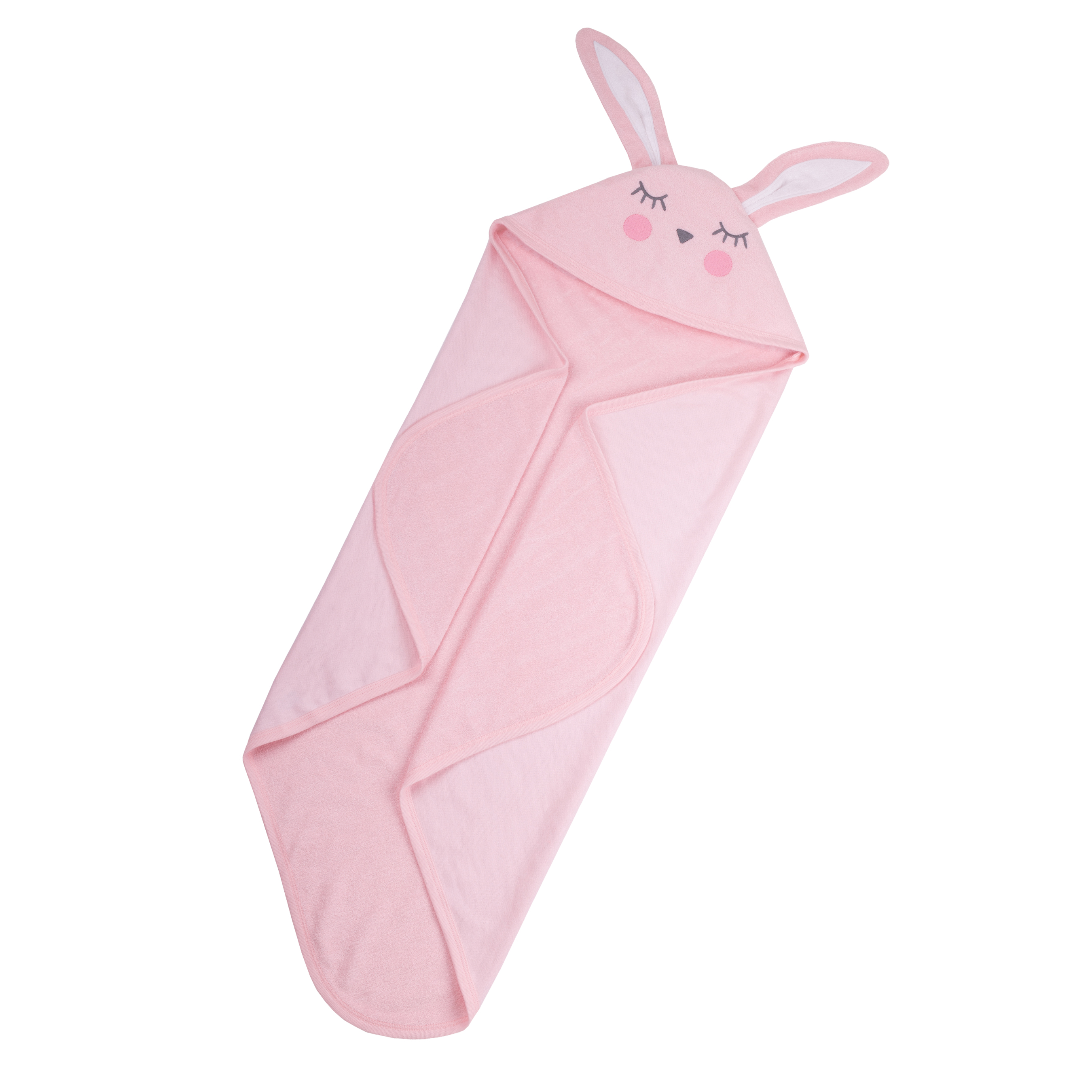 Little Star Organic Terry Cloth Hooded Bath Towel, Pink Bunny - image 5 of 5