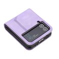 thumbnail image 3 of Luxury Case for Samsung Z Flip 4, Smile & Heart Design Premium PU Slim Leather Shockproof Smile & Heart Design Case Wrist Strap for Samsung Galaxy Z Flip 4, Purple, 3 of 5