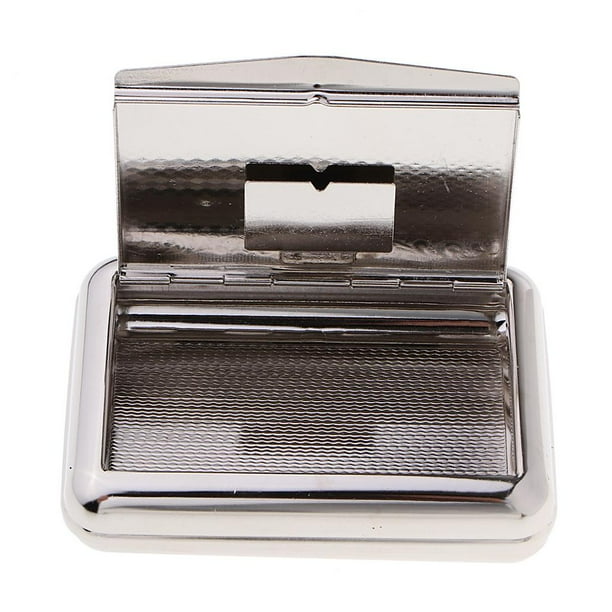 Caja de almacenamiento de tabaco para pipa de fumar de metal plateado, caja de Sunnimix Estuche de almacenamiento de humo