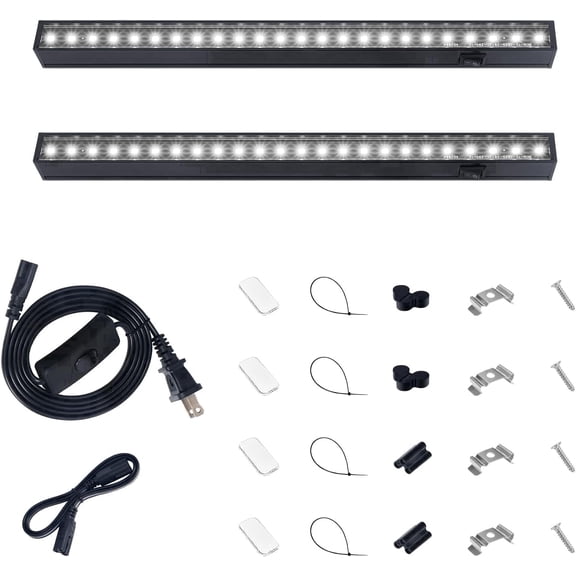 Barrina 2-Pack 5000K T5 Magnetic Plant Lights 1FT 10W (2 X 5W) LED Grow Light Full Spectrum Grow Plant Light Strip Black Cover Plug and Play
