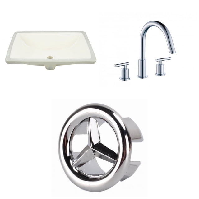 American Imaginations 18.25-in. W CUPC Rectangle Bathroom Undermount Sink Set In Biscuit - Chrome Hardware AI-26816