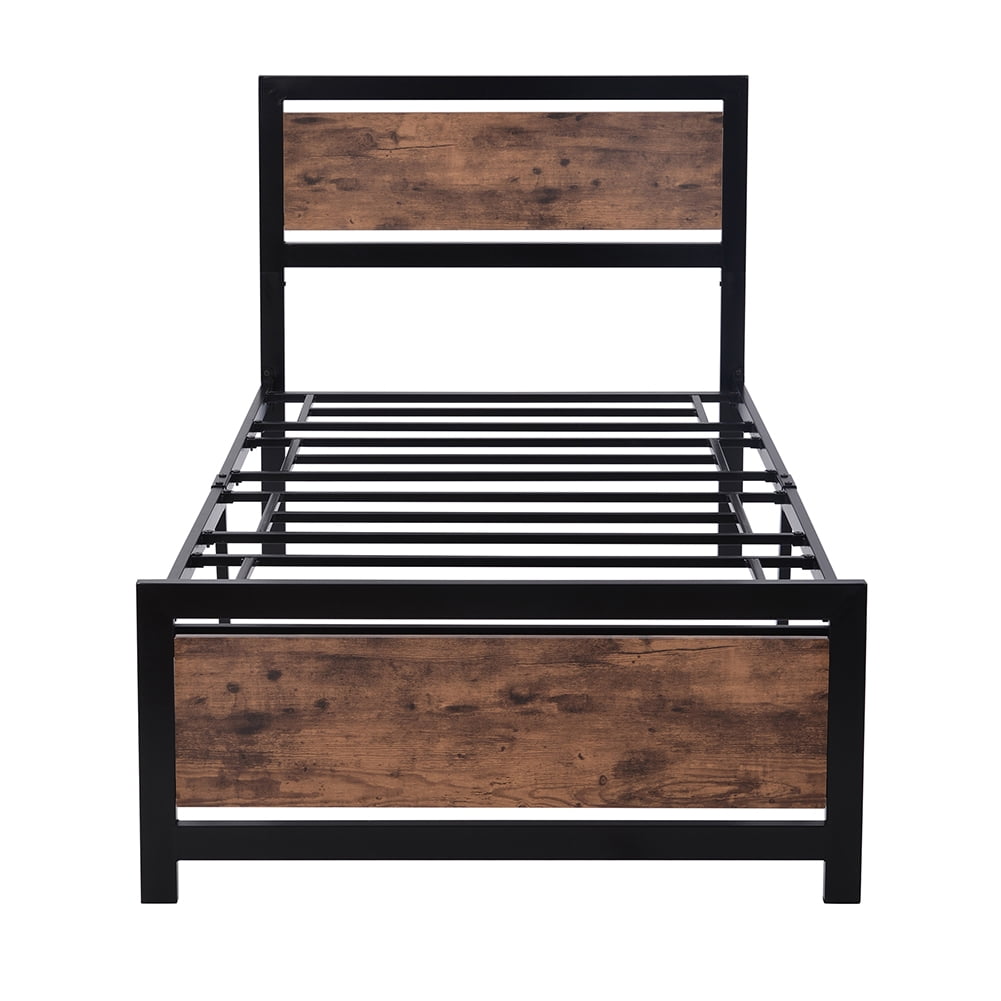 Kadyn Wood Bed Frame, Twin Size Platform Bed with Headboard and Footboard, Metal Bed Frame for Adults Kids, Black Kadyn Wood Bed Frame, Twin Size Platform Bed with Headboard and Footboard, Metal Bed Frame for Adults Kids, Black