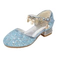thumbnail image 2 of Gyujnb Girls Glitter Star Moon Charm Heeled Dress Shoes Adjustable Buckle Non- Princess Party Shoes,6-7 Years, 2 of 5