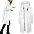 thumbnail image 7 of Women Casual Zip up Polyester Hoodies, Long Hoodie Tunic Jackets Long Sleeve Sweater Dress with Side Pockets White 2XL, 7 of 7