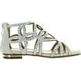 thumbnail image 2 of Forever Tory-63K Girls Rhinestone Glittering Cut Out Strap Gladiator Flat Dress Sandal, 2 of 4