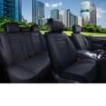 thumbnail image 2 of Juego completo de fundas para asientos de coche Aierxuan 5, de piel impermeable, color negro, 2 of 6
