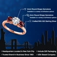 thumbnail image 2 of Gem Stone King 18K Rose Gold Plated Silver White Created Sapphire and Red Rhodolite Garnet Engagement Ring for Women | 2.20 Cttw | Round 6MM | Gemstone September Birthstone | Size 8, 2 of 6