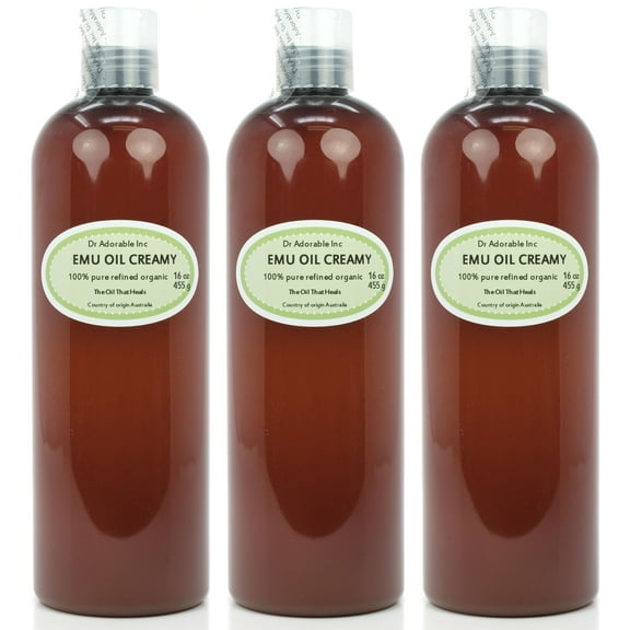 Dr. Adorable - 100% Pure Australian CREAMY EMU Oil Triple Refined Organic Moisturizing Oil For Face Skin Hair - 48 Oz