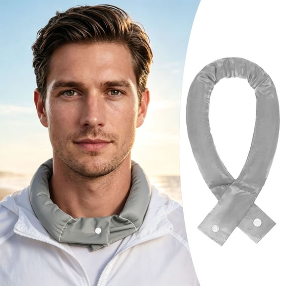 Cooling Neck Wrap, Summer Ice Towel, Sports Cooling Scarf, Instant Cool Relief with Button Closure, Cooling Towel(Grey)