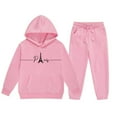 thumbnail image 2 of JIAYUE Kids Outfit Sets Girls Fashion Long Sleeved Letter Print Hooded Top Sweater Pants For Child Casual Clothing, 2 of 4