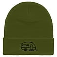 thumbnail image 5 of RV Camper Trailer Embroidered 12 inch Acrylic Cuffed Long Beanie - Olive OSFM, 5 of 5