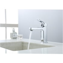 JERFIT Modern Single Handle 1-Hole Bathroom Sink Faucet, Chrome Vanity Faucet with 9/16" Hoses for Bathroom, Laundry, RV