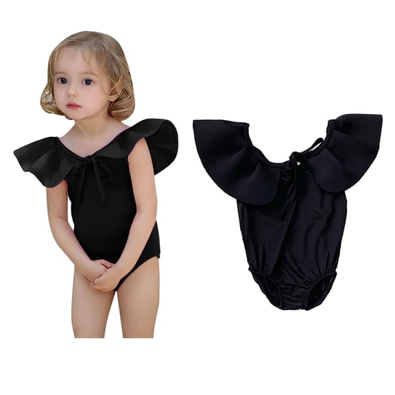 Girls Swimsuits Ruffles 1-Piece Bathing Suits Quick Dry Beach Swimwear with Solid Color Size 7-8 Years Girls Swimsuit