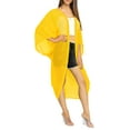 thumbnail image 3 of HAPPY BAY Women's Beach Solid Sheer Button Down Kimonos Swimsuit Cover up Casual Summer Kimono Duster Cardigans for Women One Size Yellow, Plain, 3 of 5