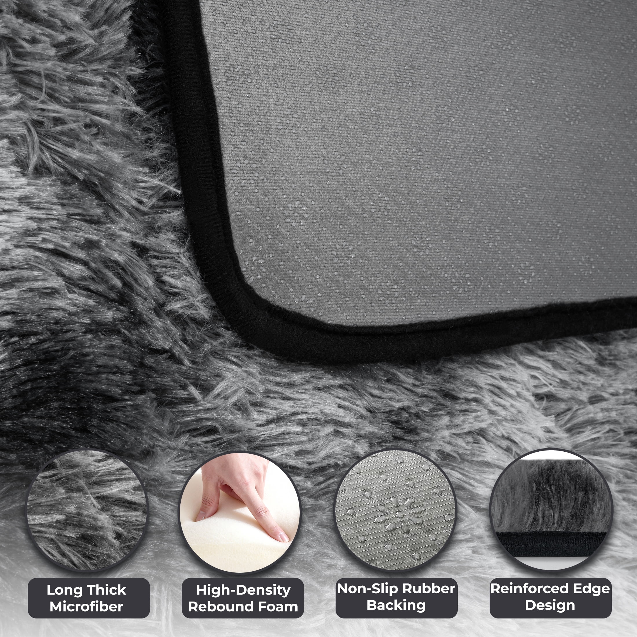 Nefoso Shag Area Rug, 8ft x 10ft Soft Fluffy Tie-Dye Area Rugs for Living Room Bedroom Decor Carpet, Dark Gray