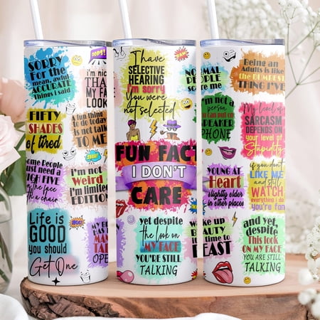 Funny Tumbler with Straw, Sarcastic 20 oz Skinny Tumbler, Humorous Cup Insulated, Funny Saying Tumbler, Trendy Meme Tumbler for Friends