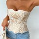 thumbnail image 1 of Top de corsé de doble capa irregular sin tirantes para mujer, top moldeador, top de poliéster para mujer, 1 of 4