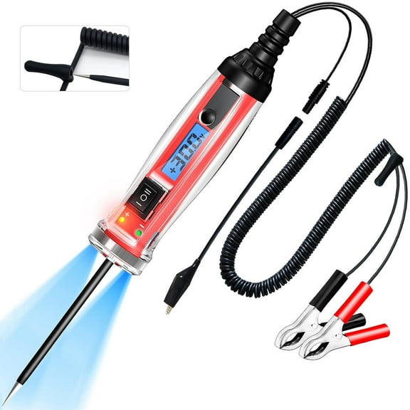 1 Pc Power Circuit Probe Tester, LCD Digital Automotive Test Light with Voltage Display&Illumination, DC Voltage Tester, Electrical System Tool, Relay Fuse Continuity Current Test.