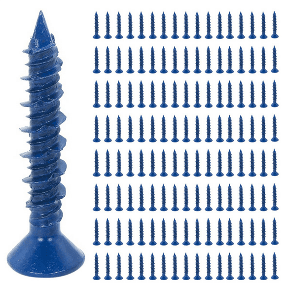 400PCS 3/16 X 1-1/4In Blue Flat Concrete Diamond Point Screw Anchor for Anchoring to Masonry